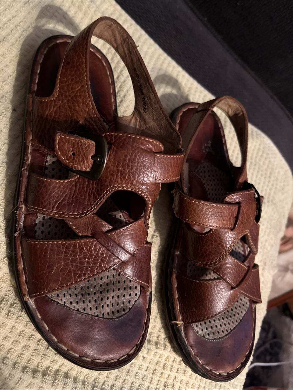 Born Shoes Women's Sz 9 Fisherman Sandals Open Toe Genuine Leather Brown Comfort - Picture 3 of 12